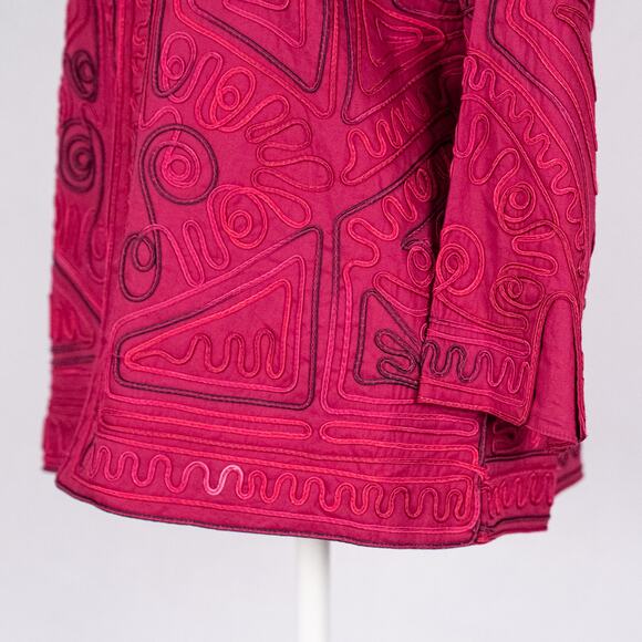 Embroidered Wearable Art Jacket Berry MEDIUM Abstract Bohemian Boho Southwestern - Picture 4 of 9